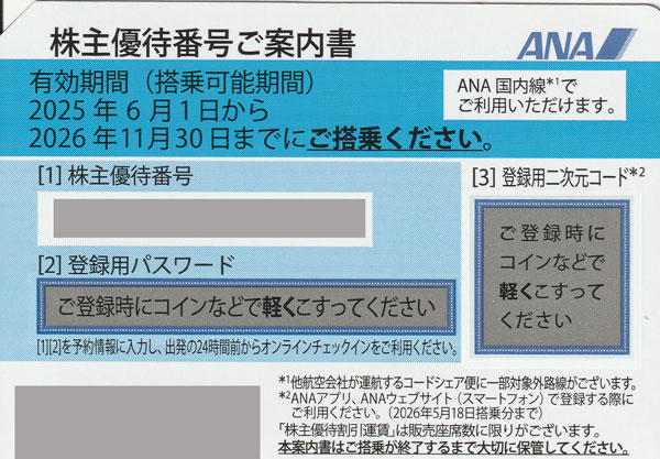ANA株主優待券